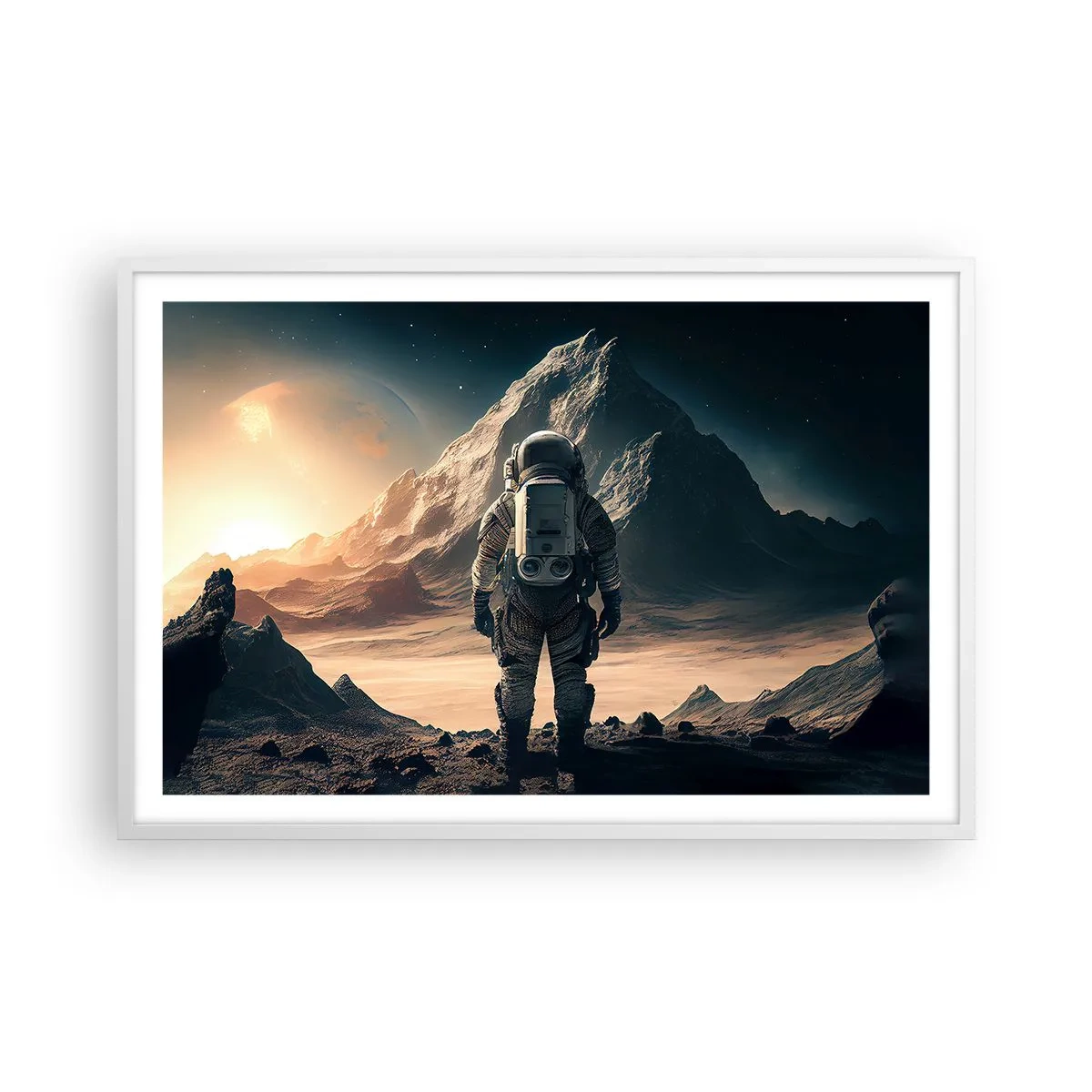 Pôster em moldura branca - Novo desafio - 91x61 cm