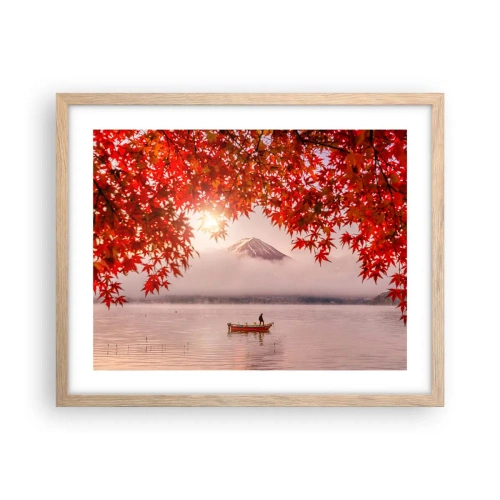 Pôster com moldura de carvalho claro - No clima japonês - 50x40 cm