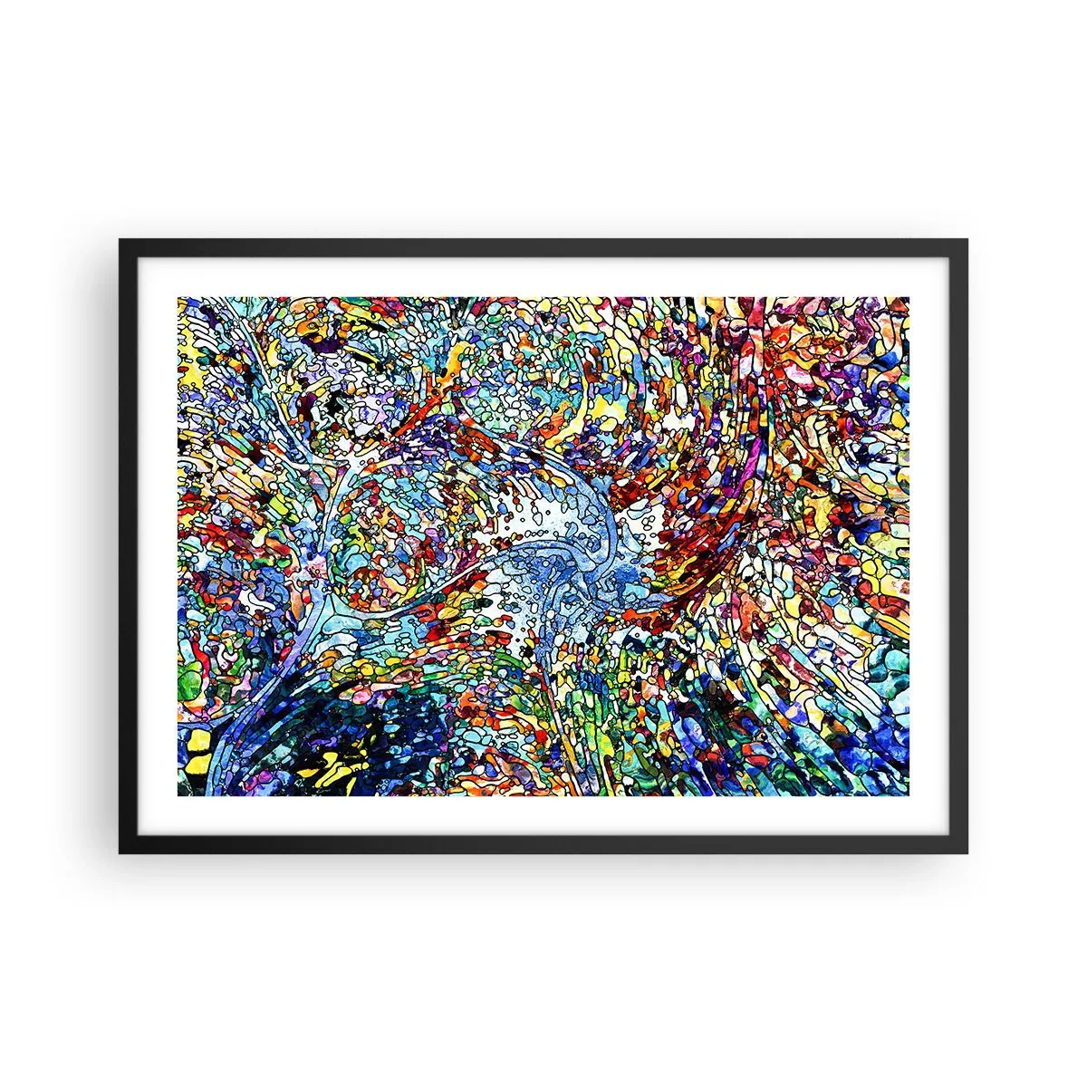 Pôster com moldura preta - Vitrais gotejantes - 70x50 cm