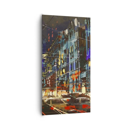 Quadro em tela - O alvoroço da rua à noite - 65x120 cm