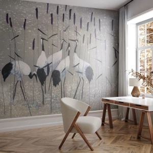 Papel de Parede Premium Canvas - Entre os seus - Guindaste, Pássaro, Natureza - 100x70 cm