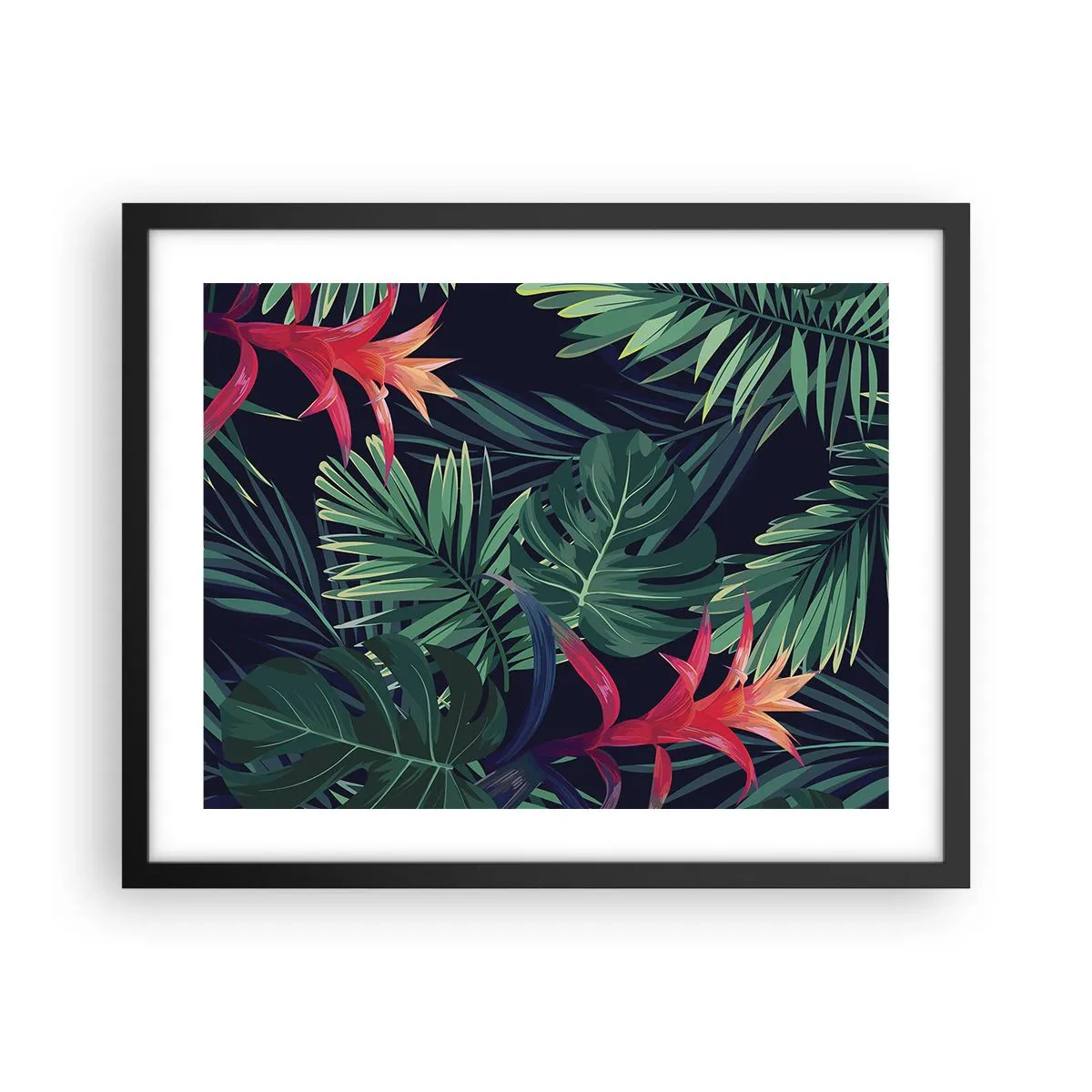 Pôster com moldura preta - Queimar em verde - 50x40 cm