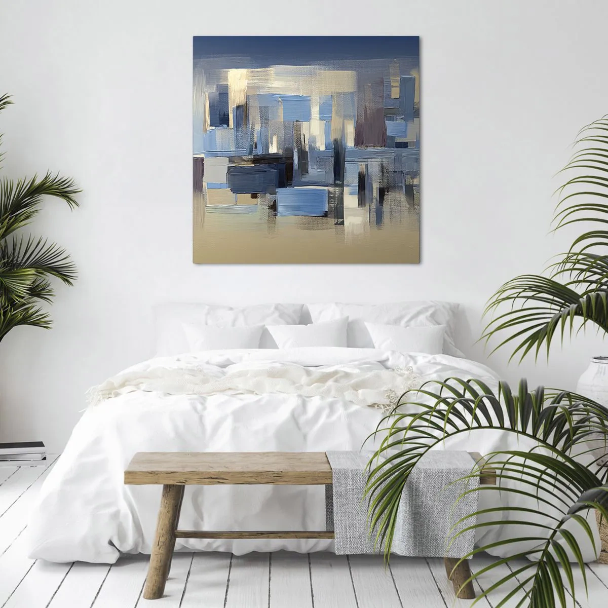 Quadro em tela - Construção azul - 30x30 cm