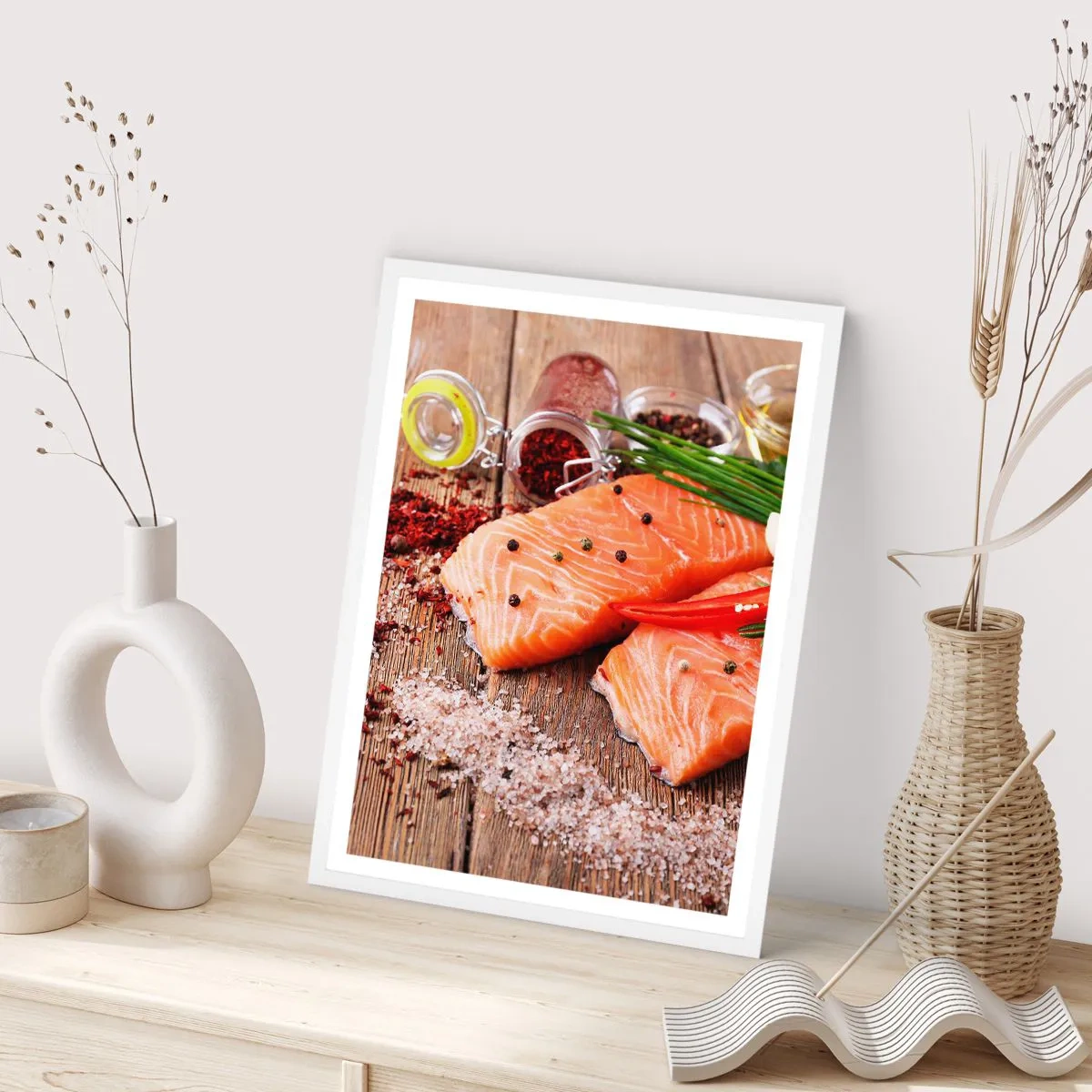 Pôster em moldura branca - Aventura norueguesa na cozinha - 30x40 cm