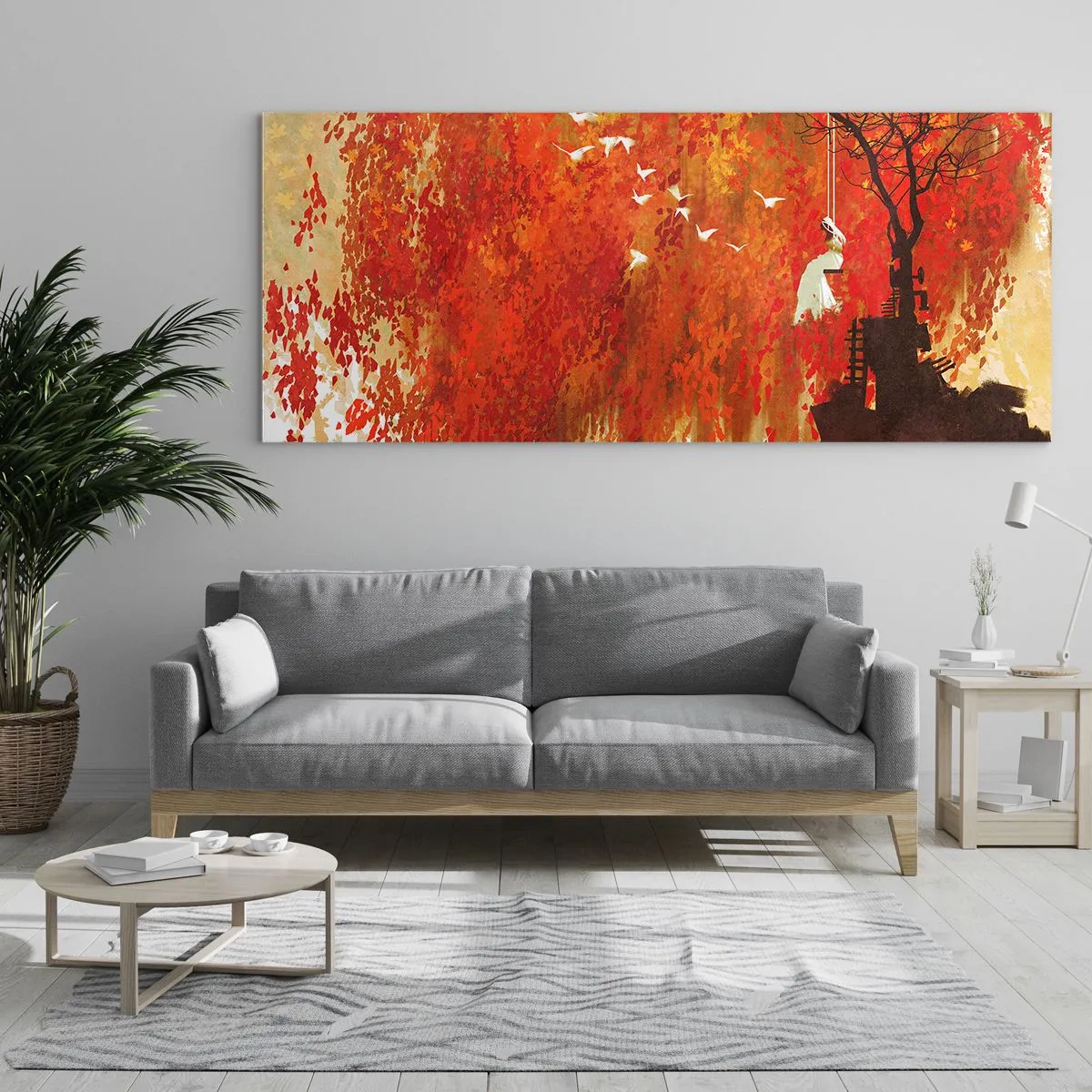 Quadro em vidro - Será que vai voar com eles? - 160x50 cm
