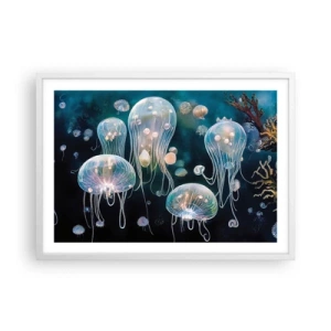 Pôster em moldura branca - Bola Subaquática - 70x50 cm