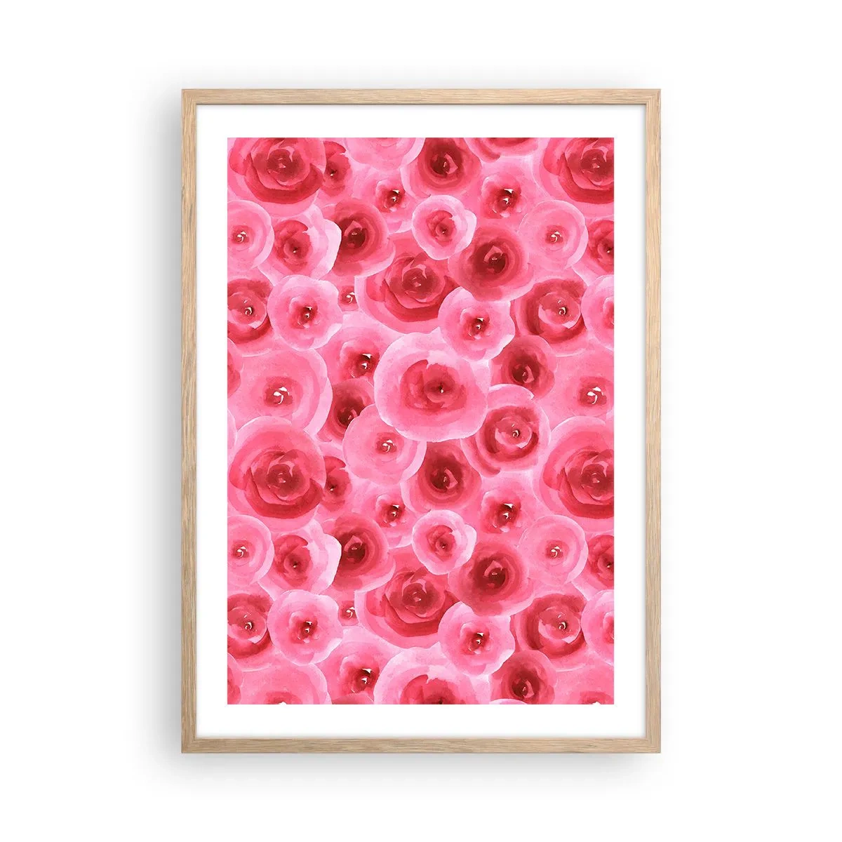 Pôster com moldura de carvalho claro - Rosas acima e abaixo - 50x70 cm