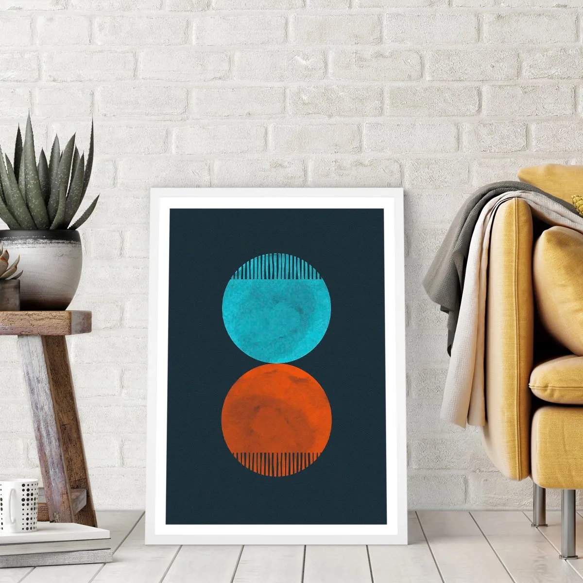 Pôster em moldura branca - Apenas geometria? - 70x100 cm