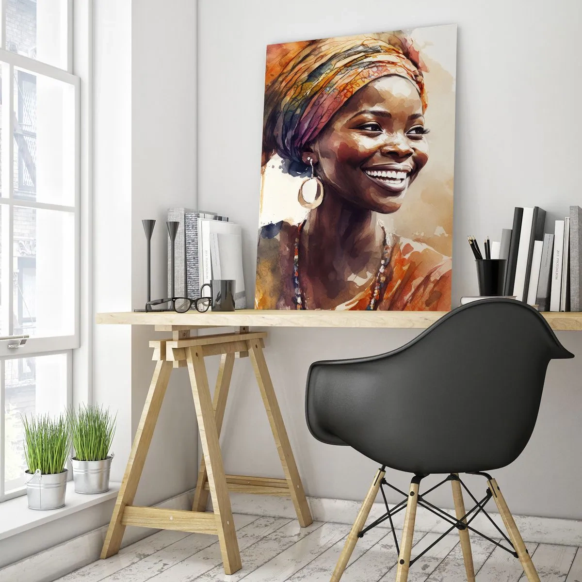 Quadro em vidro - Rainha africana - 80x120 cm