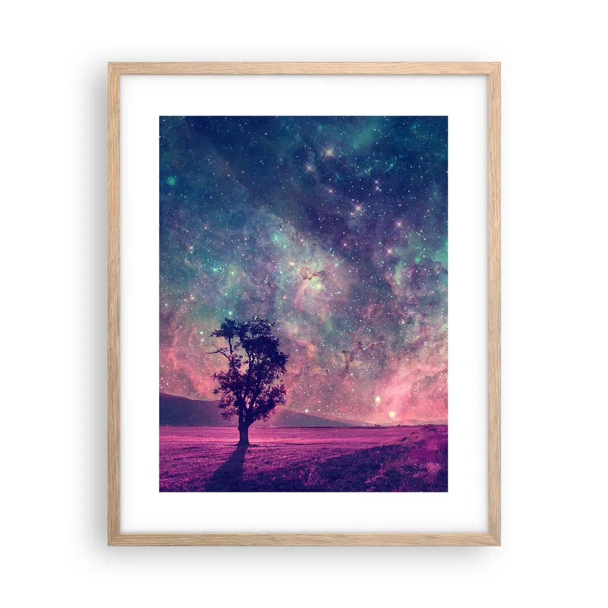 Pôster com moldura de carvalho claro - Sob o céu mágico - 40x50 cm