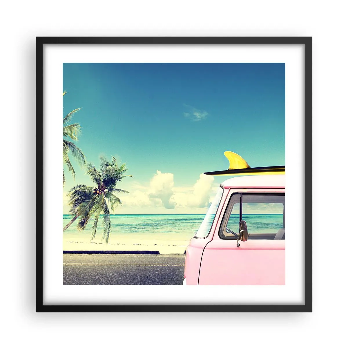 Pôster com moldura preta - Está na hora das férias - 50x50 cm