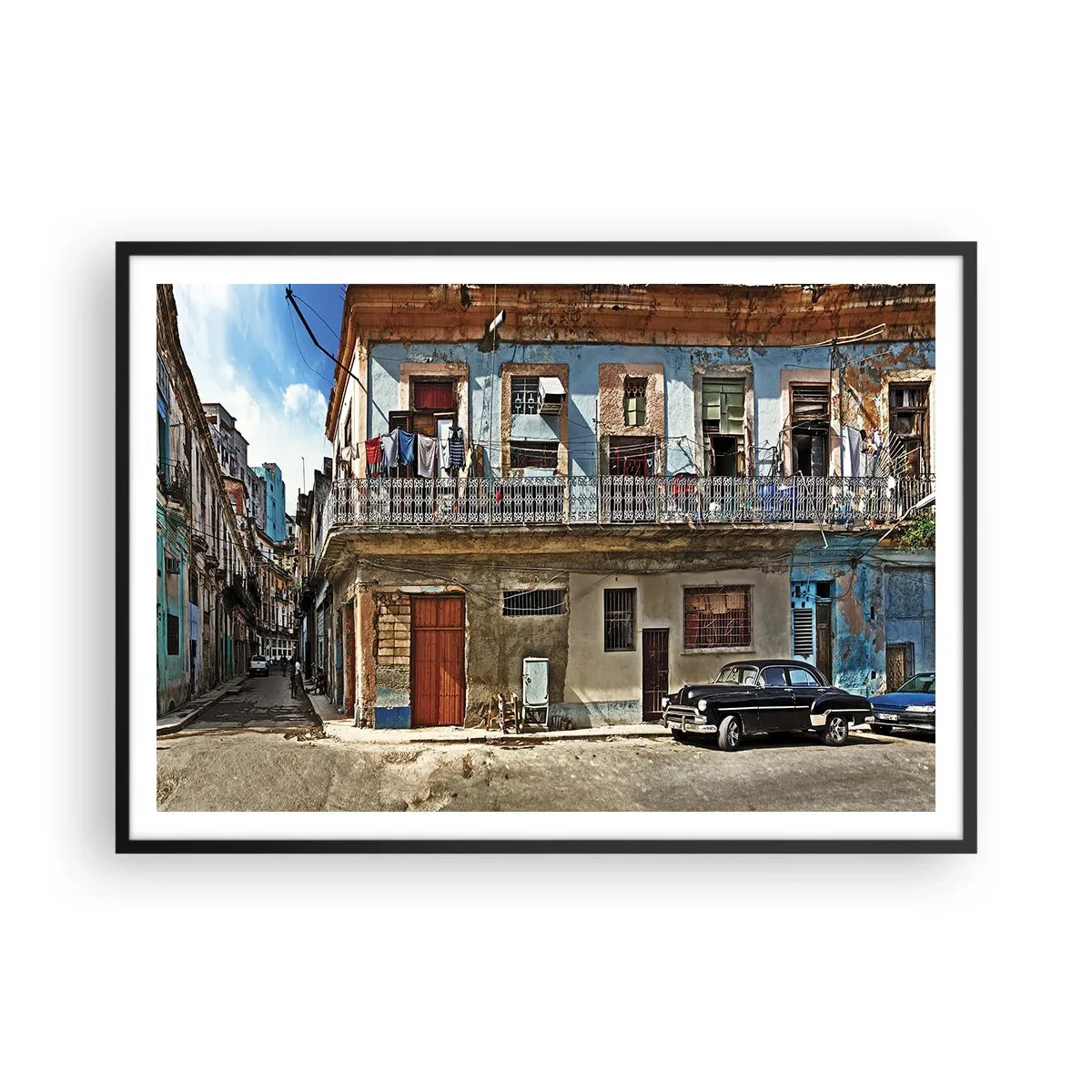 Pôster com moldura preta - Vibrações de Havana - 100x70 cm