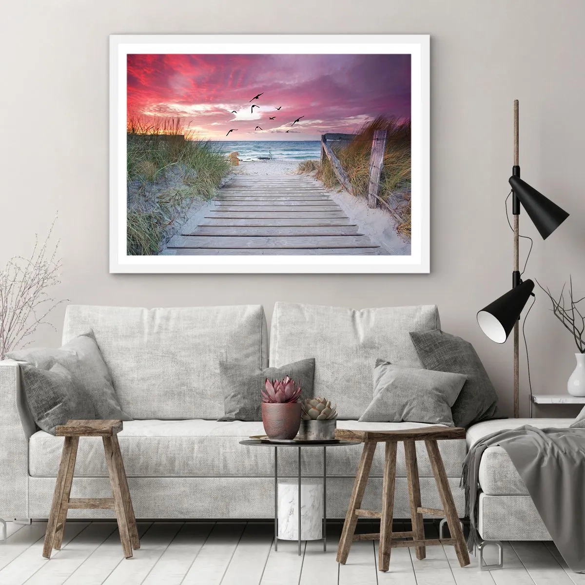 Pôster em moldura branca - Impressão do Báltico - 91x61 cm