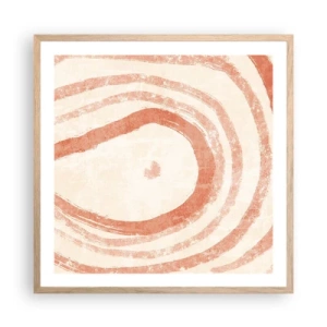 Pôster com moldura de carvalho claro - Círculos de coral – composição - 60x60 cm