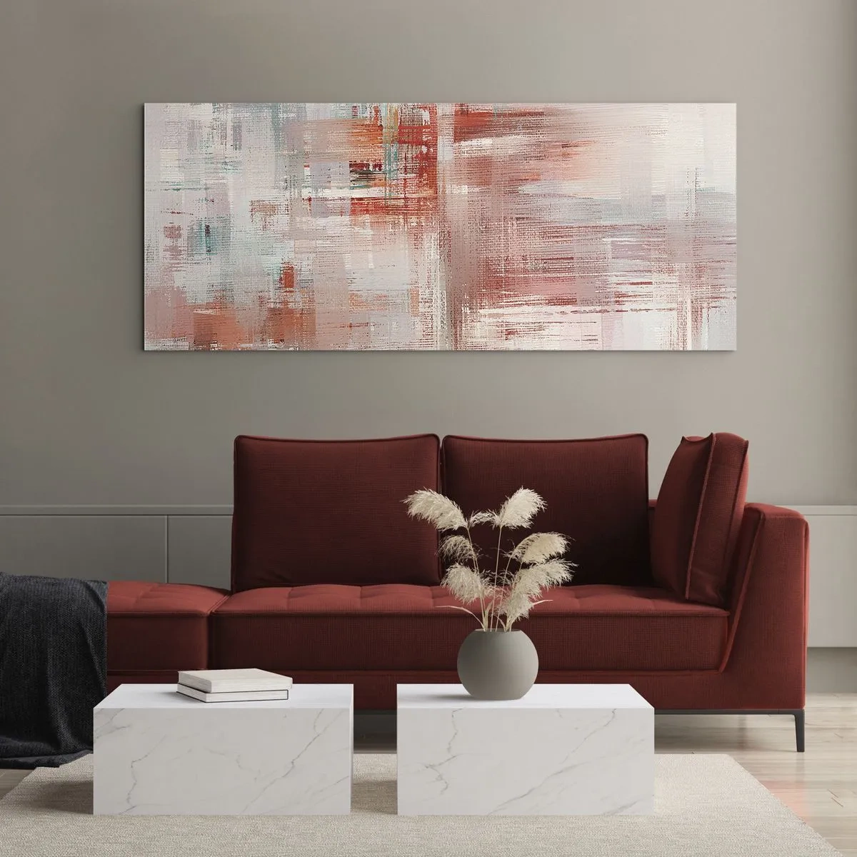 Quadro em vidro - Nebuloso. Mas rosa - 140x50 cm