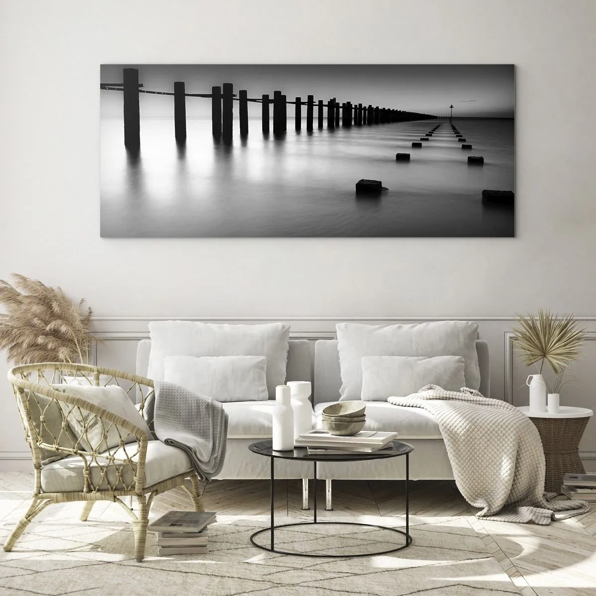 Quadro em vidro - O cinza no nevoeiro - 90x30 cm