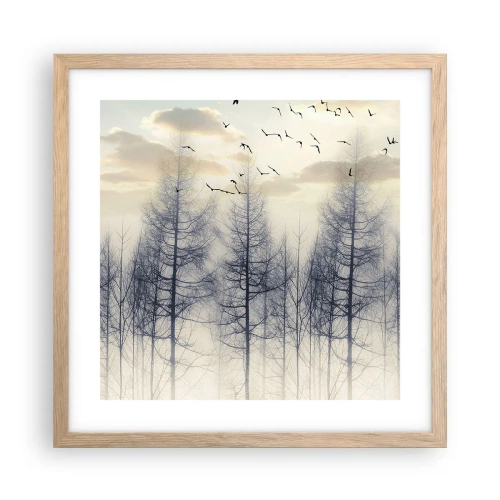 Pôster com moldura de carvalho claro - Espíritos florestais - 40x40 cm