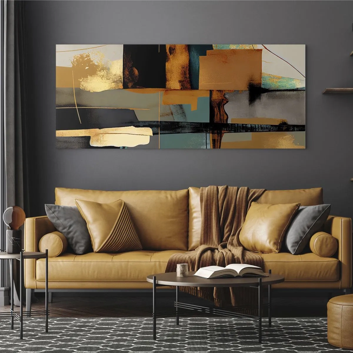 Quadro em vidro - Abstração – luz e sombra - 90x30 cm