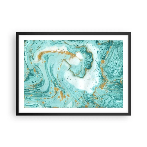 Pôster com moldura preta - Sob a grande onda do período Edo - 70x50 cm