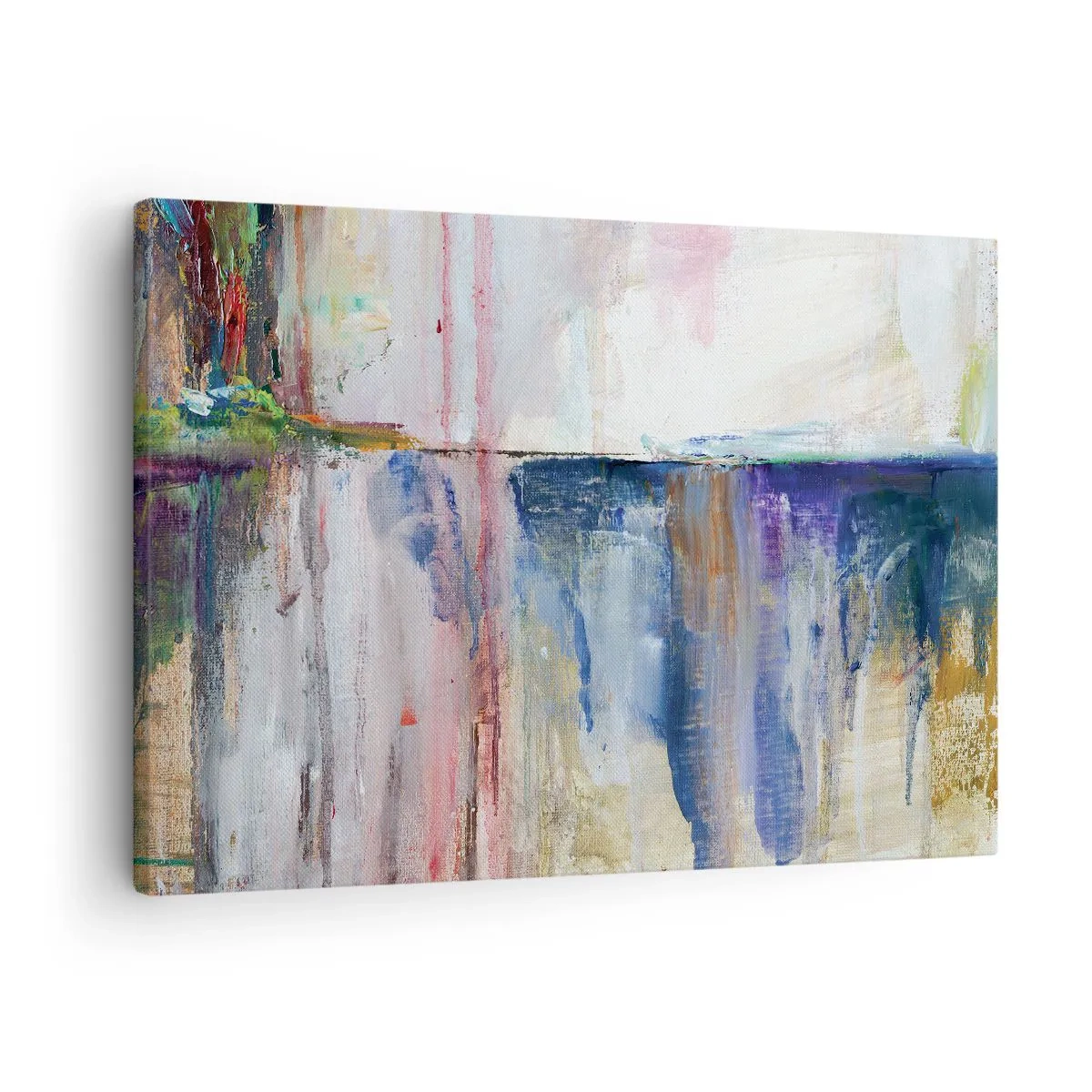 Quadro em tela - Uma composição abstrata de cores com efeito de reflexo na tela. - 70x50cm - Impressões coloridas e associações - Decoração de parede moderna para a sala de estar e quarto ARTTOR