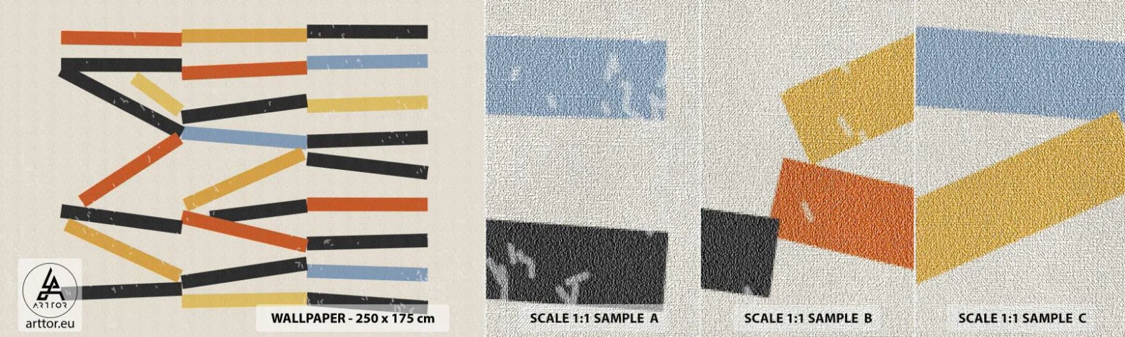 Amostra de papel de parede Premium Canvas - Composição ao nível - Minimalismo, Moderno, Contemporâneo - 100x30 cm