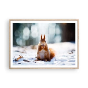 Pôster com moldura de carvalho claro - Para o que estás a olhar? - 100x70 cm