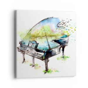 Quadro em tela - Encantado pela música - 30x30 cm