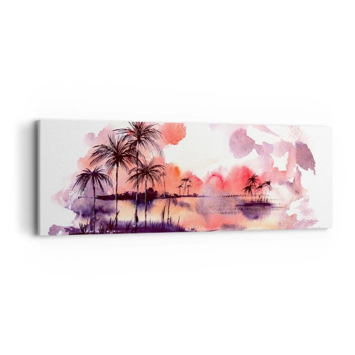 Quadro em tela - A tranquilidade dos trópicos em vermelho - 90x30 cm