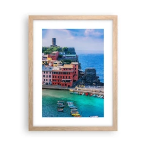 Pôster com moldura de carvalho claro - Cidade mágica mediterrânea - 30x40 cm