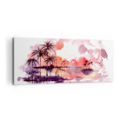 Quadro em tela - A tranquilidade dos trópicos em vermelho - 100x40 cm