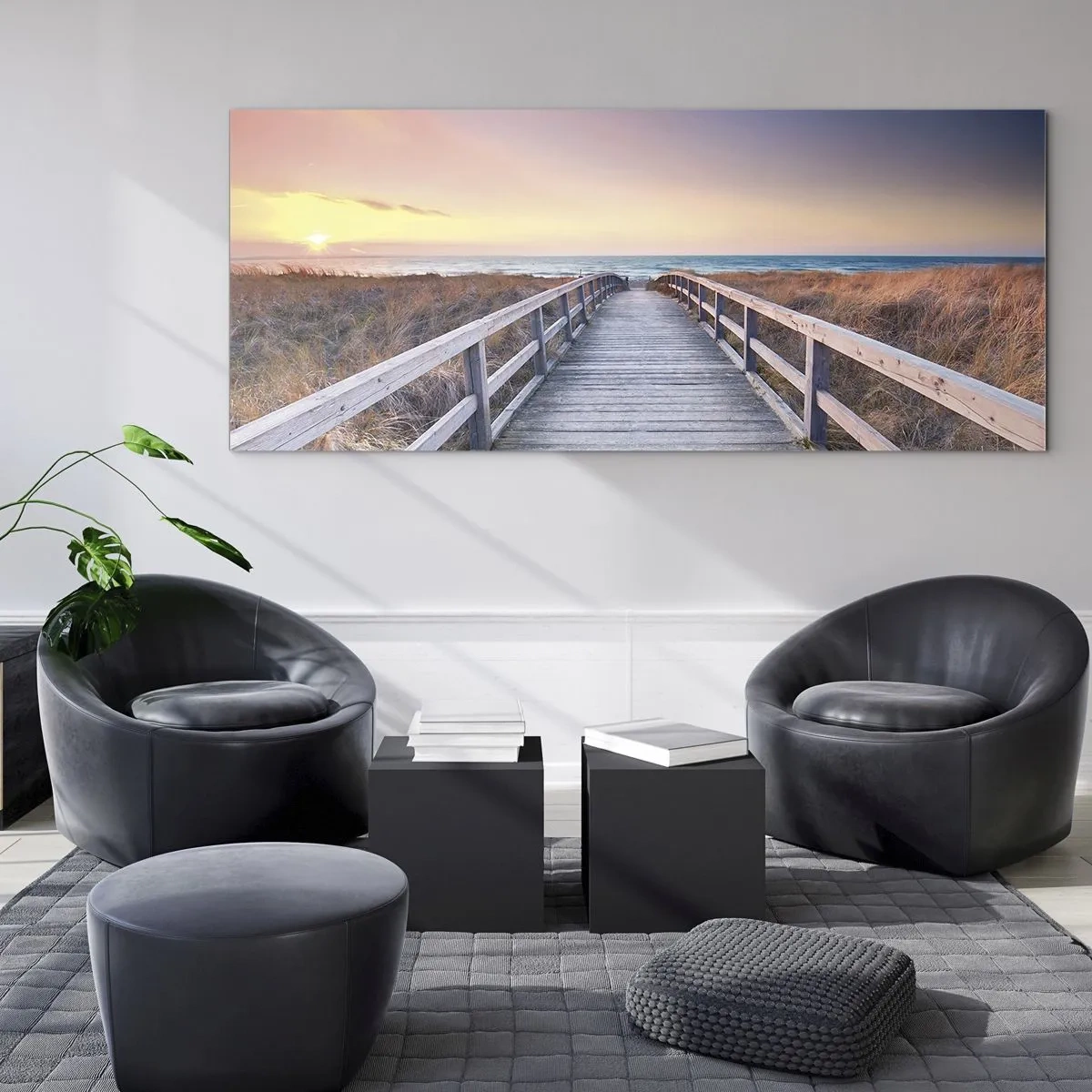 Quadro em vidro - Aurora da noite do Báltico - 120x50 cm