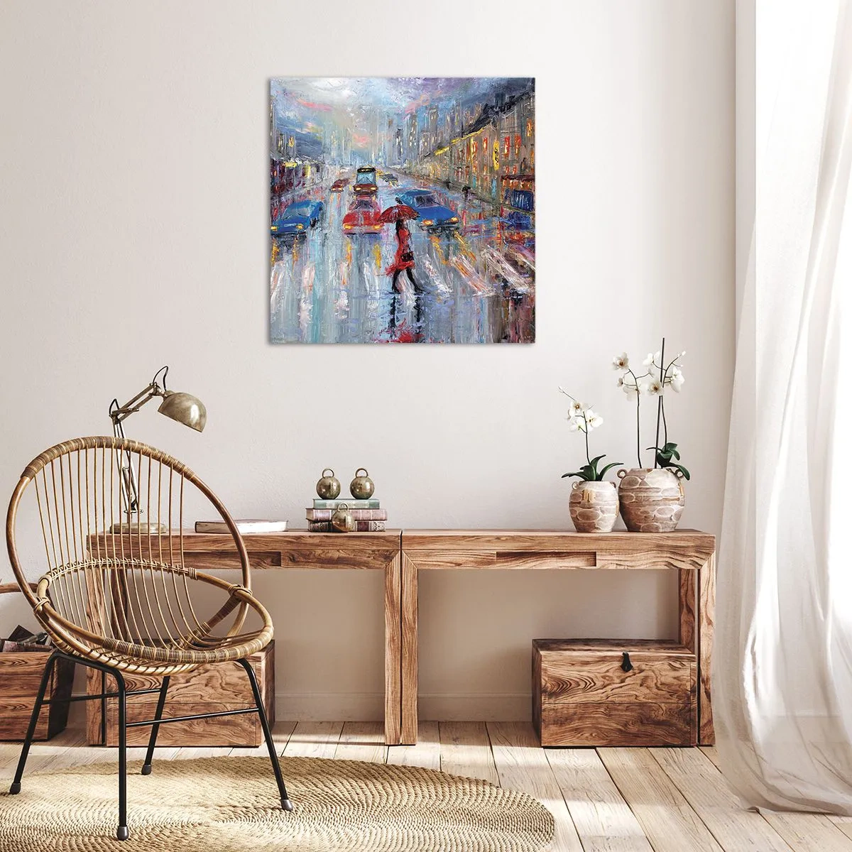 Quadro em tela - Tarde chuvosa na cidade - 50x50 cm