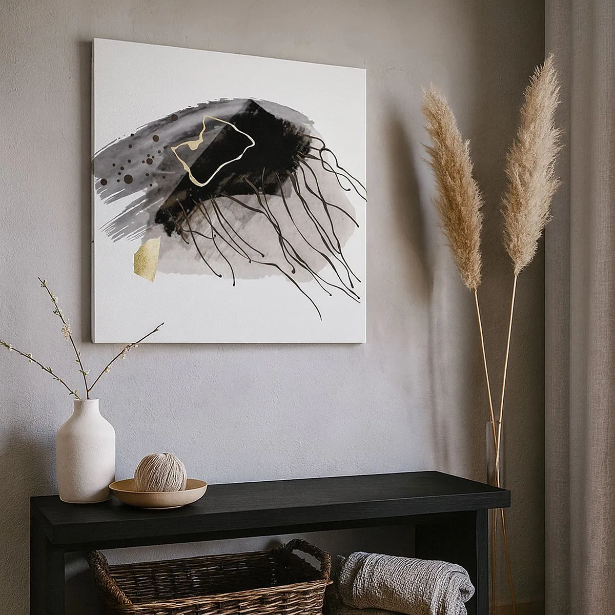 Quadro em tela - A preto e dourado - 30x30 cm