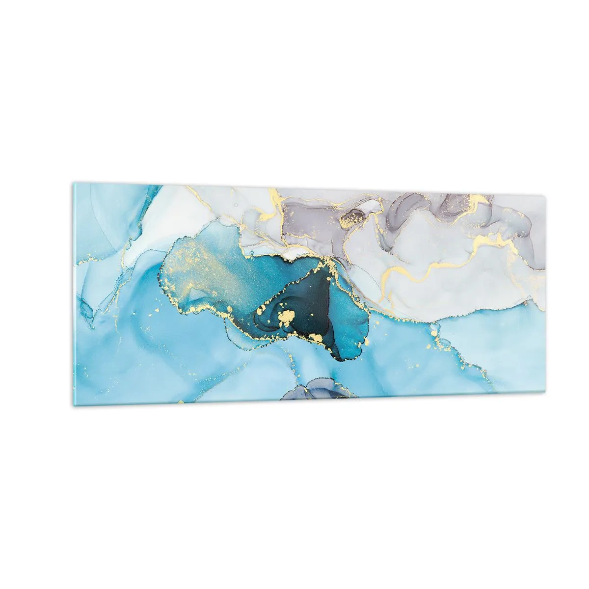 Quadro em vidro - Estudo do encontro do cinza e turquesa - 100x40 cm