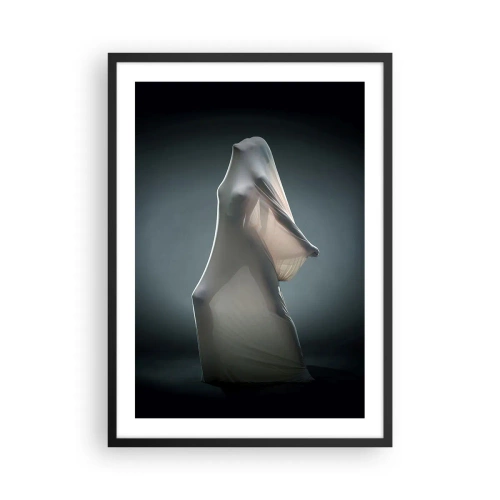 Pôster com moldura preta - Uma figura escondida sob um material transparente em um fundo escuro - 50x70cm - Desejos ocultos - Decoração de parede moderna para a sala de estar e quarto ARTTOR