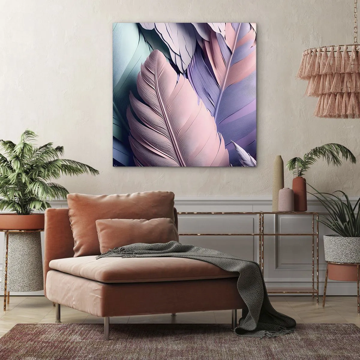 Quadro em tela - Pássaro chique - 60x60 cm