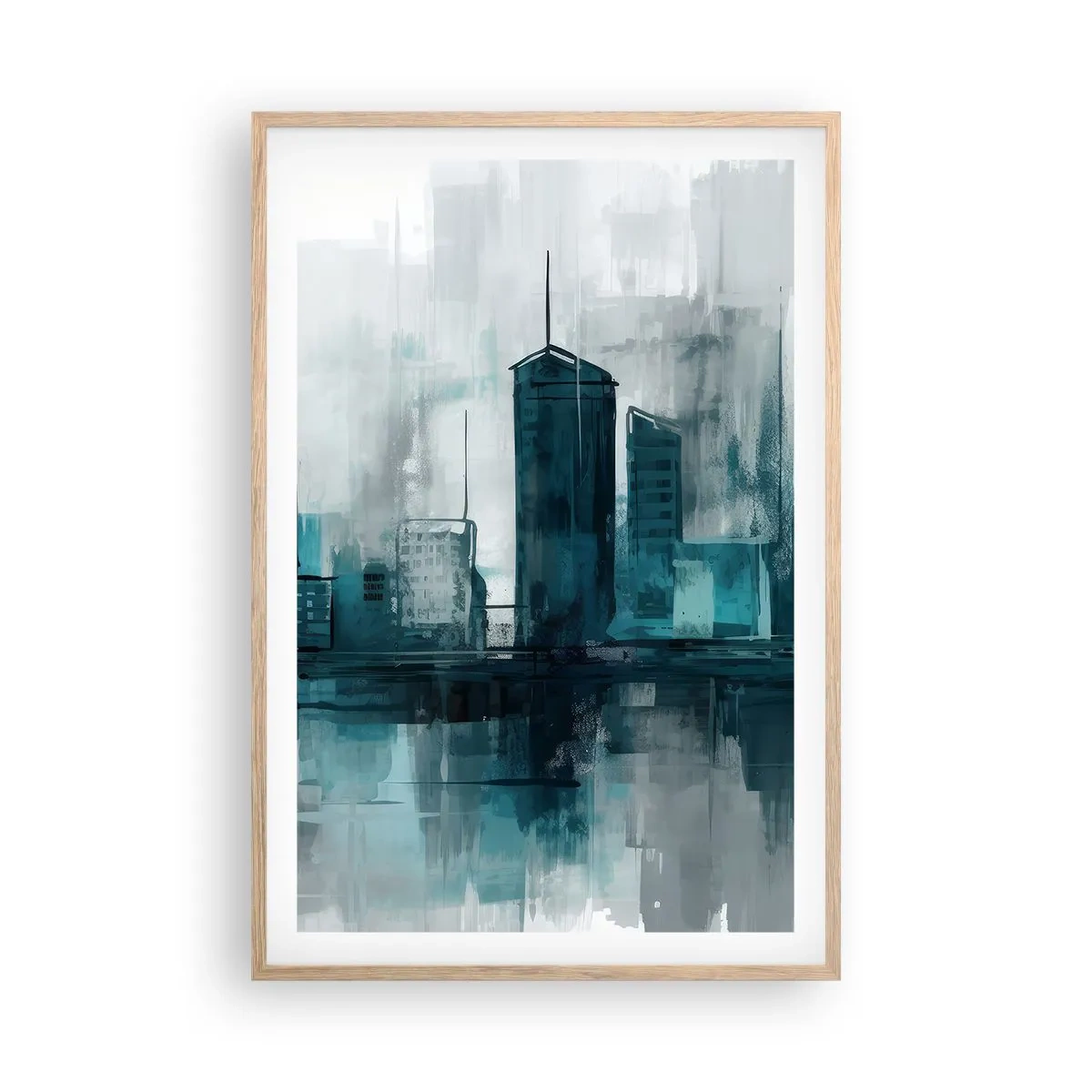 Pôster com moldura de carvalho claro - Uma cidade da cor da chuva - 61x91 cm