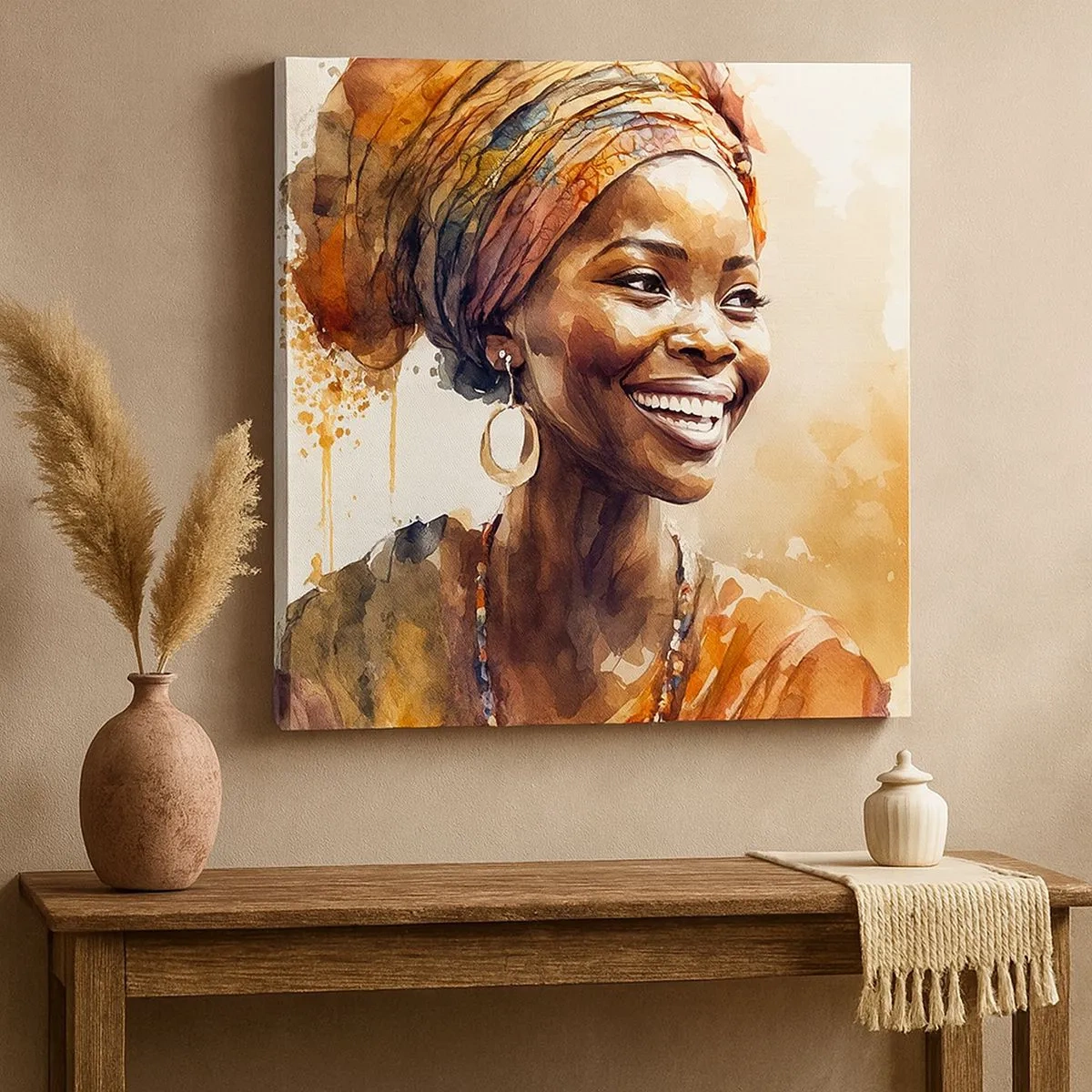 Quadro em tela - Rainha africana - 30x30 cm