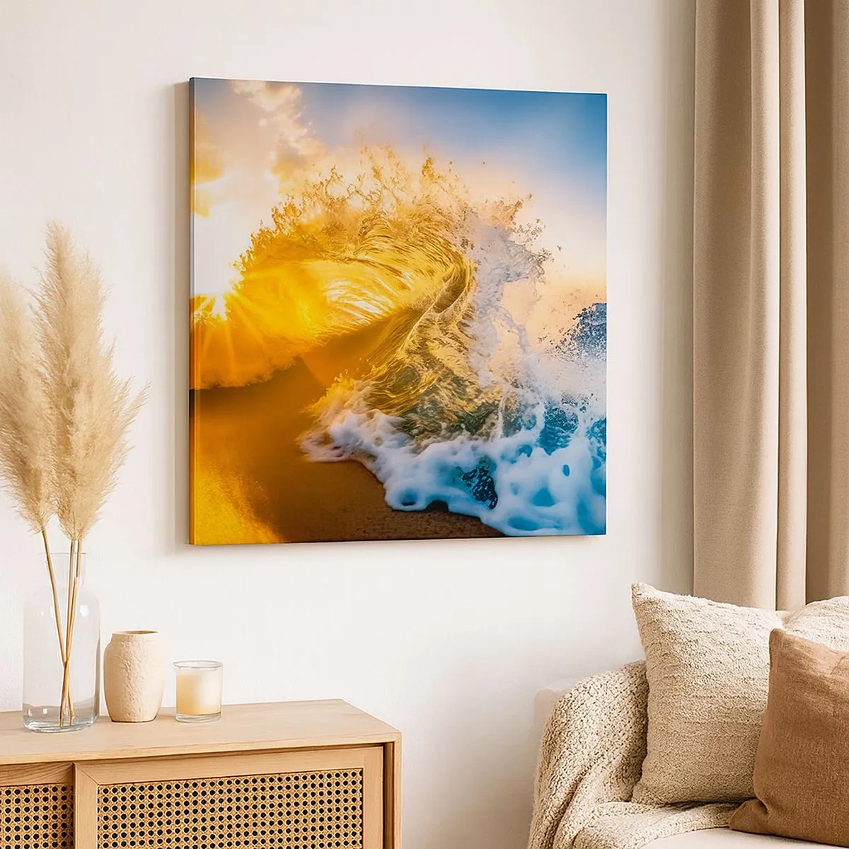 Quadro em tela - Diversão na areia - 30x30 cm