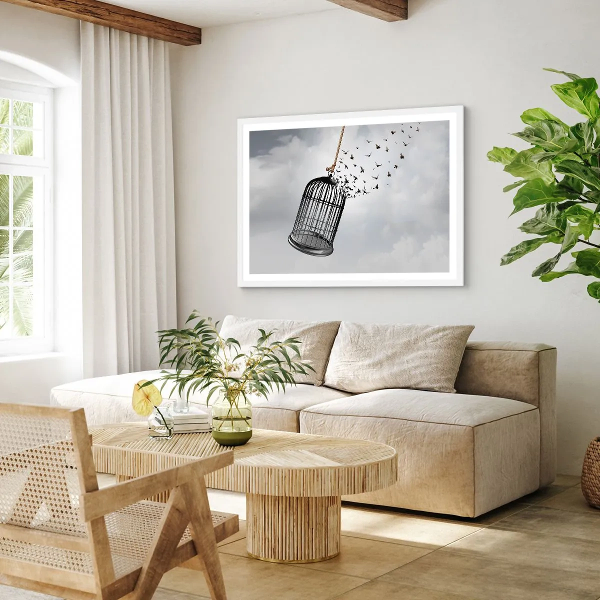 Pôster em moldura branca - Fé... Esperança... Liberdade! - 40x30 cm