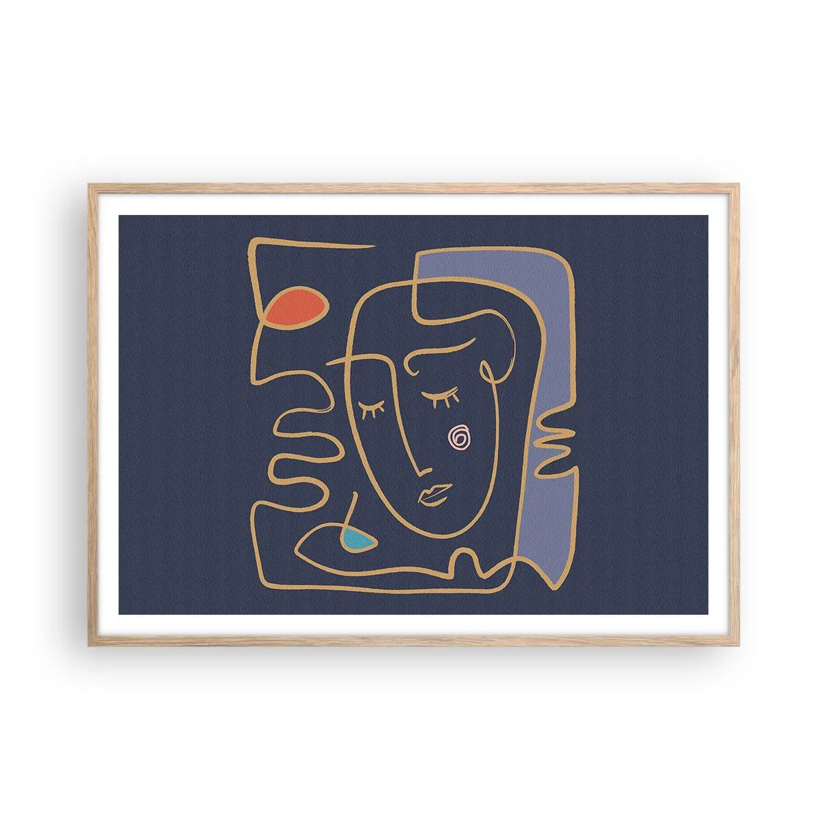 Pôster com moldura de carvalho claro - Nos pensamentos - 100x70 cm