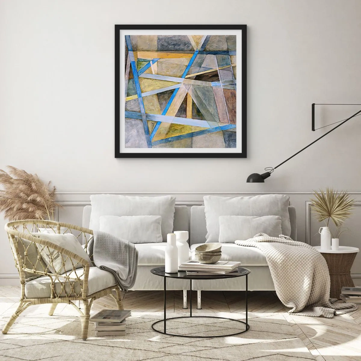 Pôster com moldura preta - Em linha reta ou na diagonal? - 30x30 cm