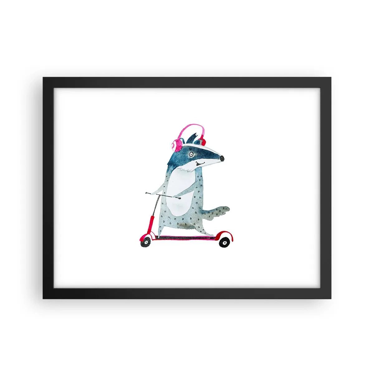 Pôster com moldura preta - A alegria do texugo - 40x30 cm