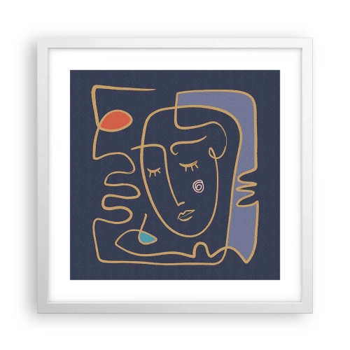 Pôster em moldura branca - Nos pensamentos - 40x40 cm