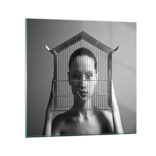 Quadro em vidro - Retrato um pouco surreal - 70x70 cm