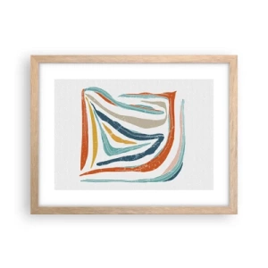 Pôster com moldura de carvalho claro - Abstração com um sorriso amigável - 40x30 cm