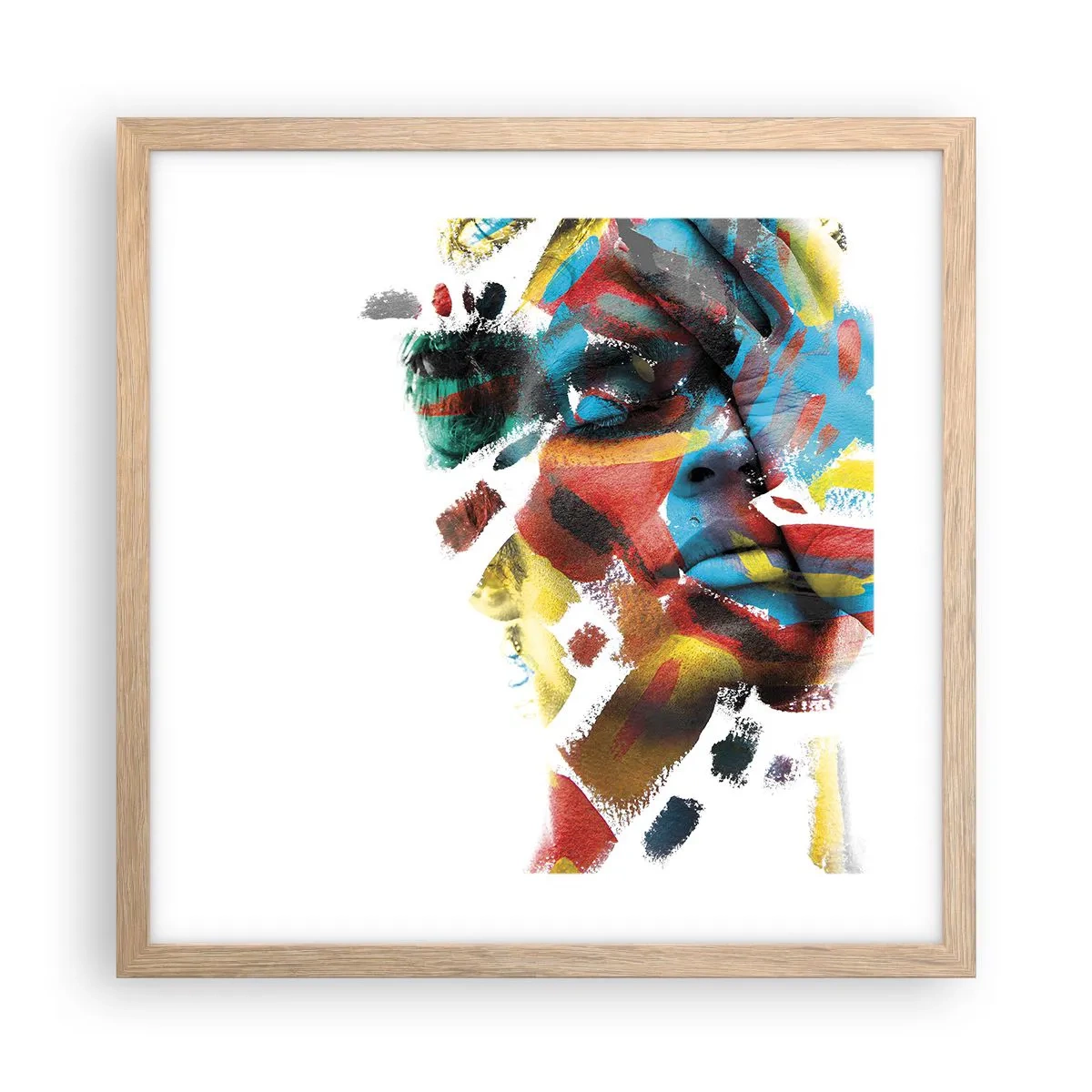 Pôster com moldura de carvalho claro - Personalidade colorida - 40x40 cm