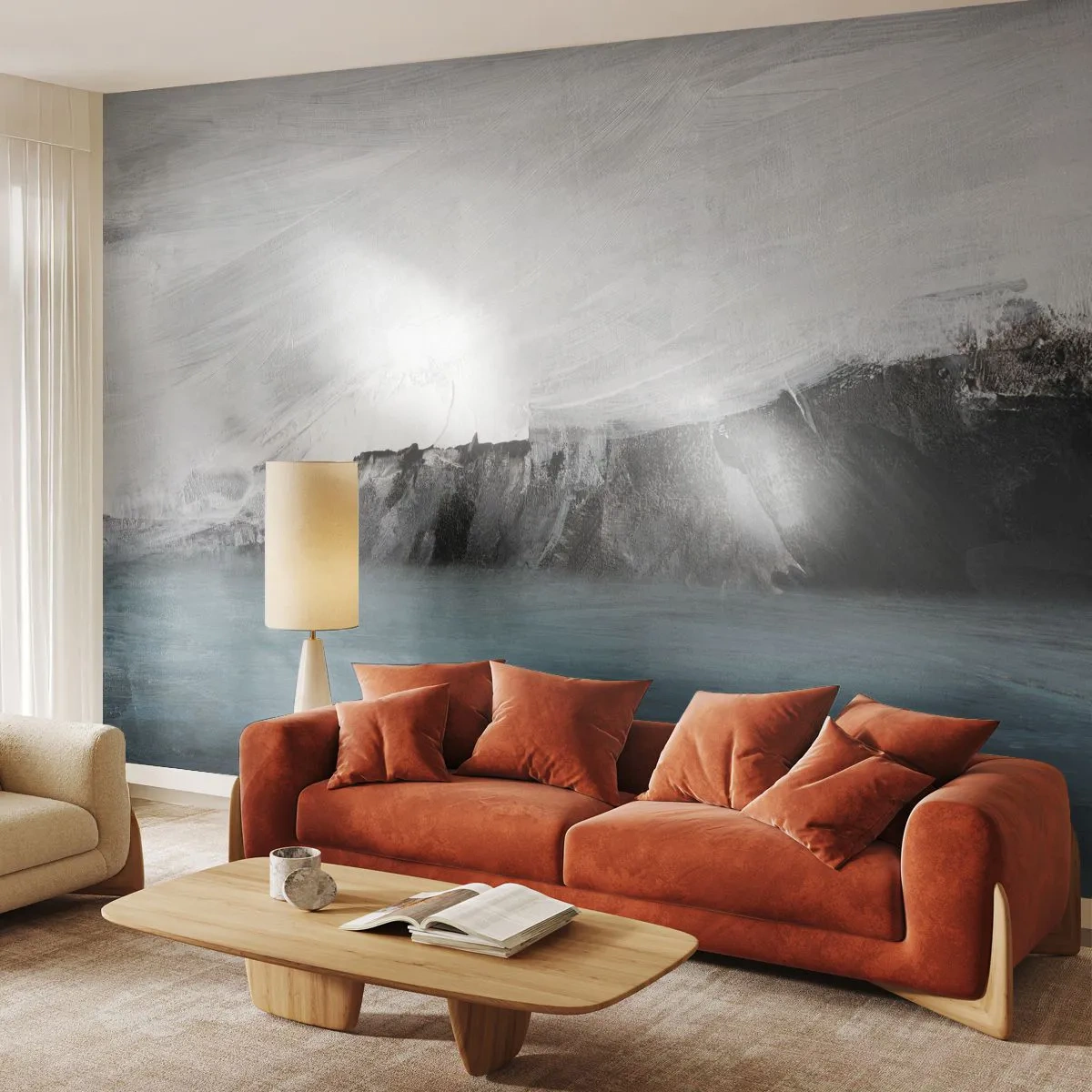Papel de Parede Premium Sand - Água – terra: choque dos elementos - Costa, Paisagem, Mar - 250x175 cm