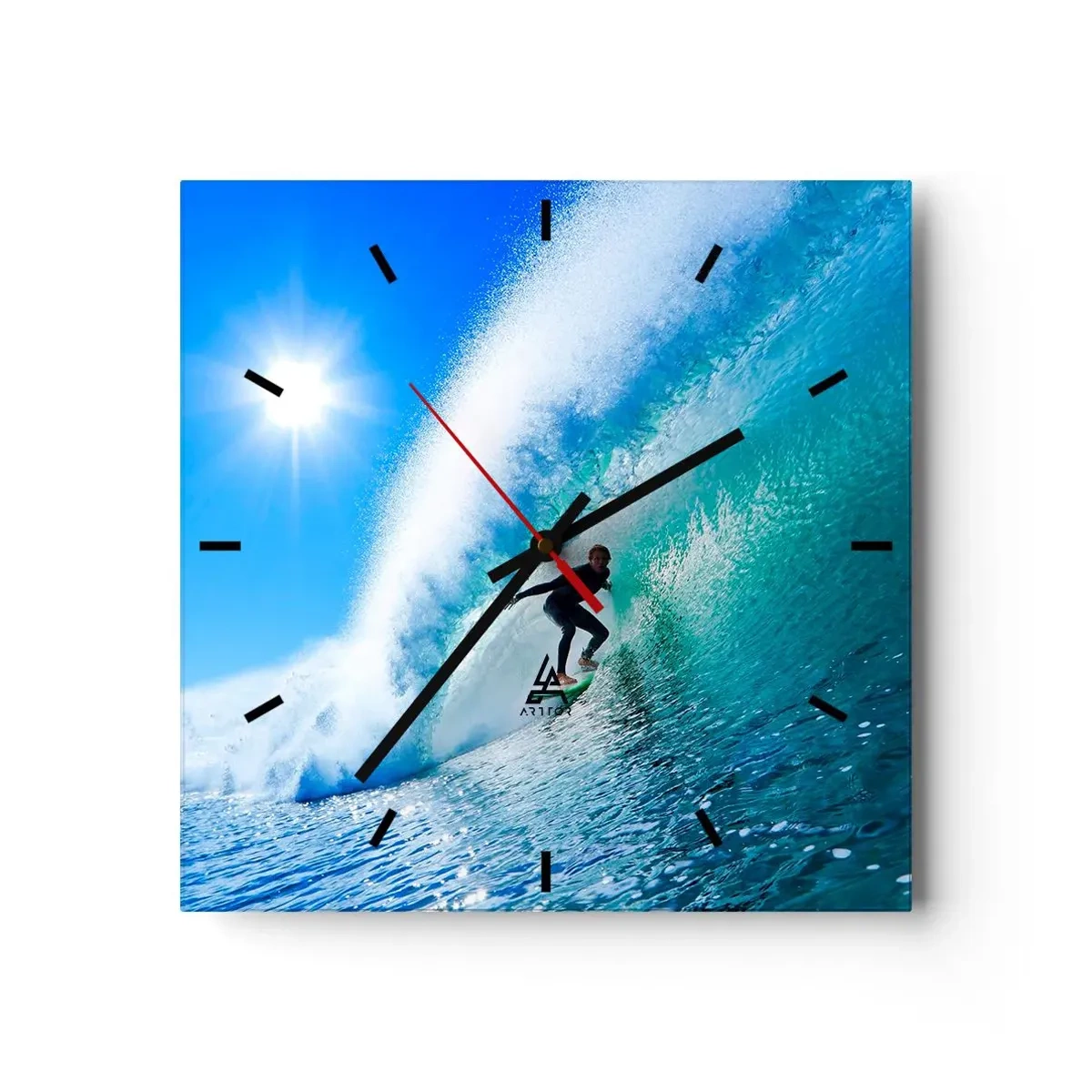 Relógio de parede - Relógio em vidro - Azul gigante - 30x30 cm