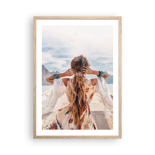Pôster com moldura de carvalho claro - A caminho da felicidade - 50x70 cm